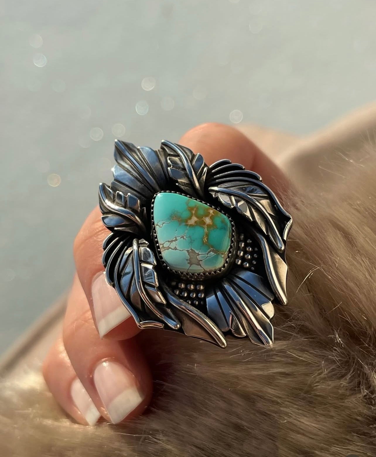 Thunderbird Turquoise Botanical Statement Ring