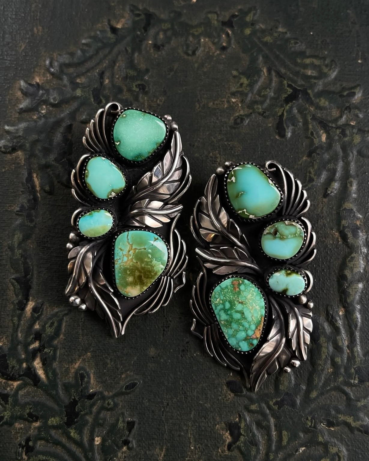 Turquoise-Cluster Botanical Earrings