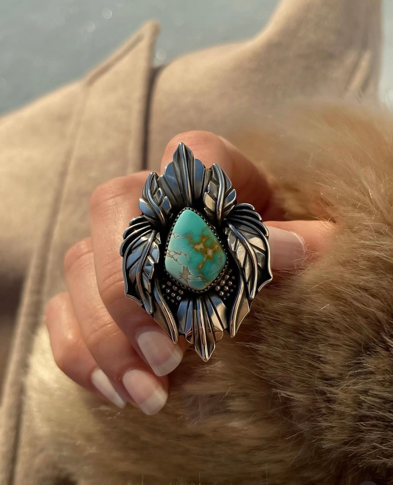Thunderbird Turquoise Botanical Statement Ring