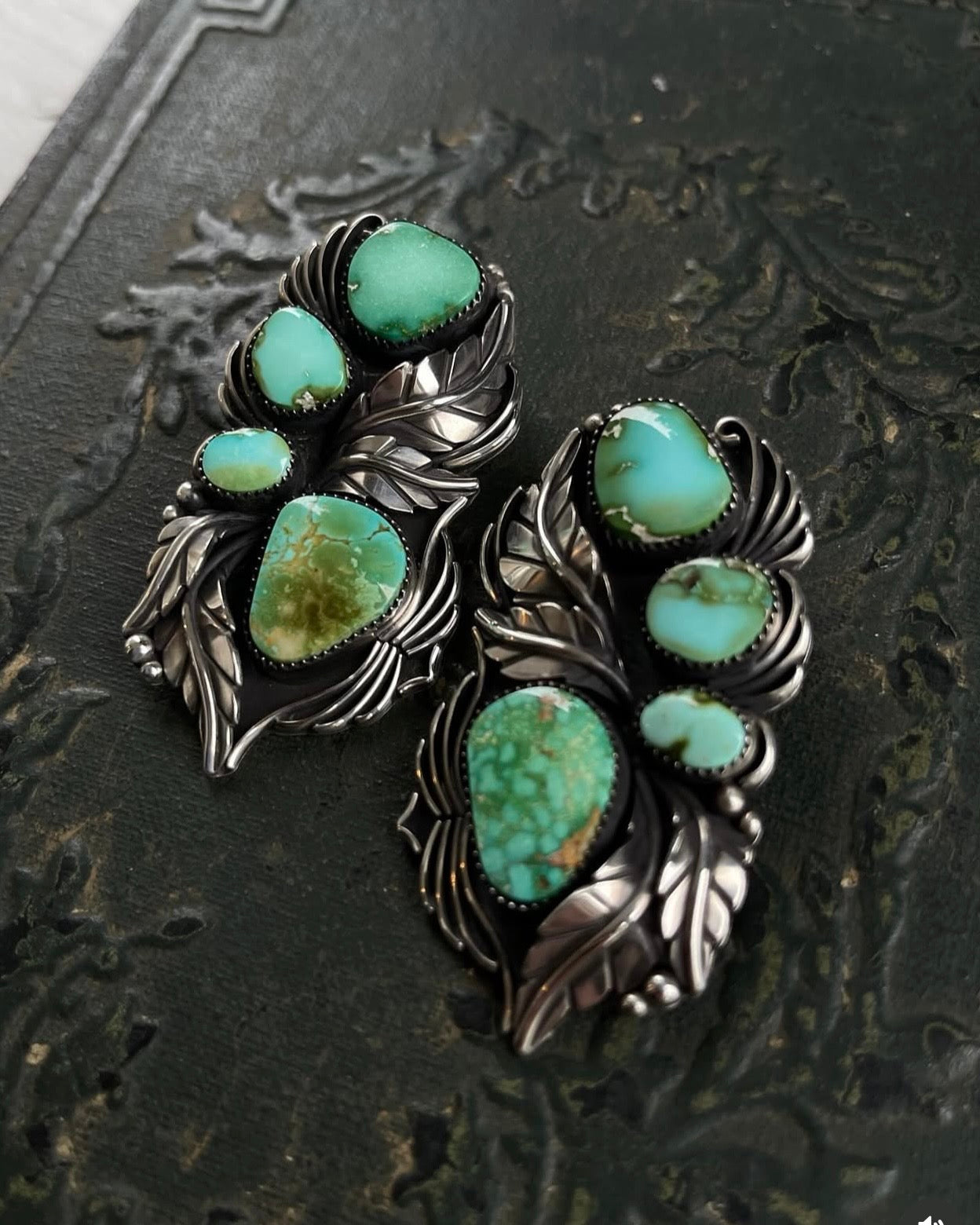 Turquoise-Cluster Botanical Earrings