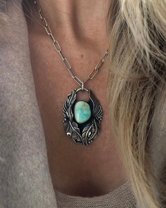 Iron Maiden Turquoise Botanical Halo Necklace