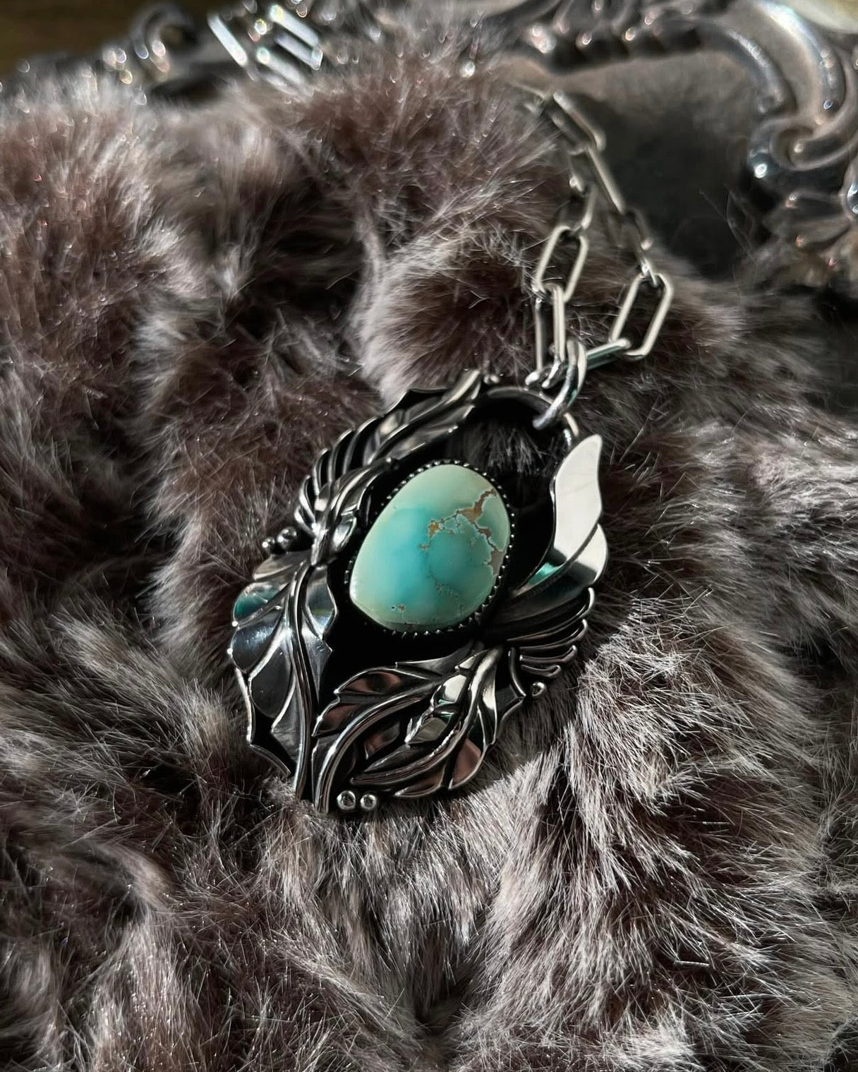 Iron Maiden Turquoise Botanical Halo Necklace